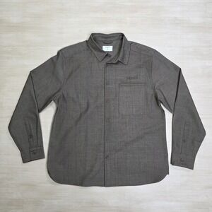 Percival Auxiliary‎ Everyday Wool Blend Button Up Shirt Brown Tan Size Medium